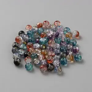 Baking Paint Transparent Crackle Glass Beads