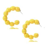 C-Shaped with Round Alloy Raffia Stud Earrings