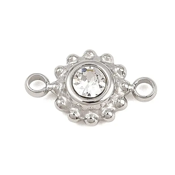 304 Stainless Steel Pave Clear Cubic Connector Charms