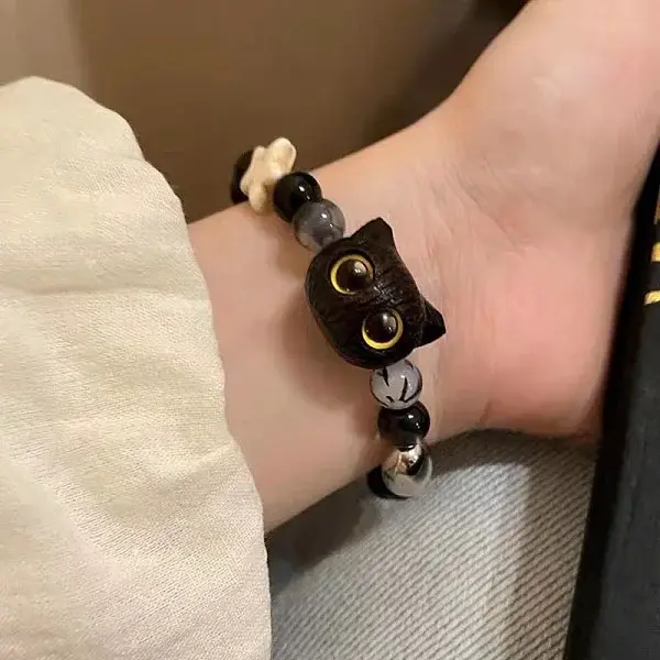 Ceramic & Wood Beads Stretch Bracelet for Women