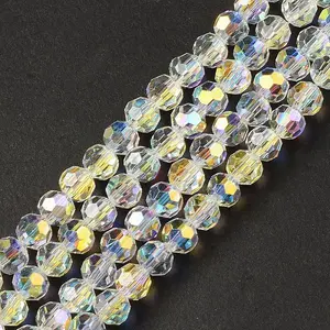 Transparent Electroplate Glass Beads Strands