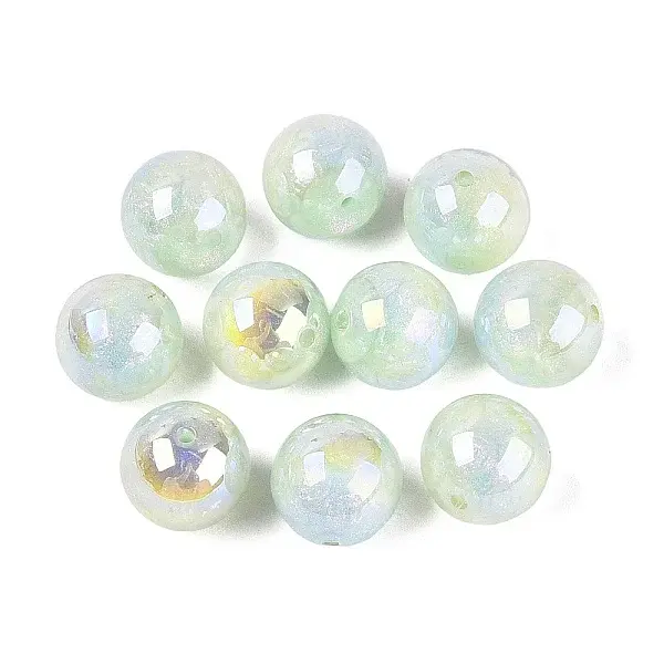 UV Plating Round with Coin Pattern Transparent Resin Beads