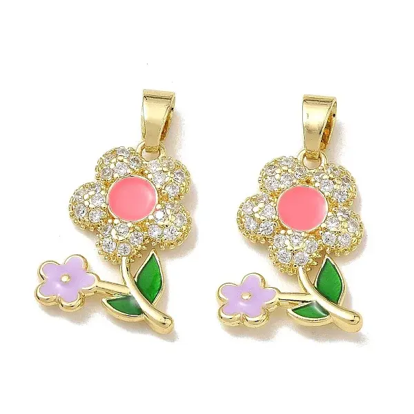 Brass Micro Pave Clear Cubic Zirconia Pendants