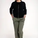 Khaki cotton trousers with elastic band