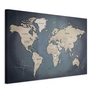 artgeist MALBA NA PLÁTNĚ, mapa světa, 120/80/1,2 cm