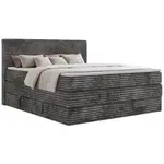 MKS POSTEL BOXSPRING TILION KING 160/200 - Šedá Manšestr - H4 - Topper Visco