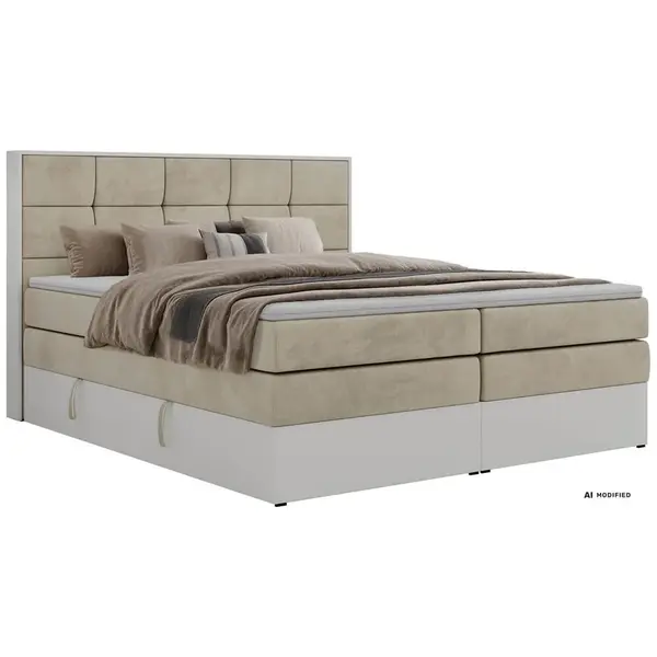 MKS POSTEL BOXSPRING ALVIT KING 160/200 - Béžová Samet - Topper Visco - H4