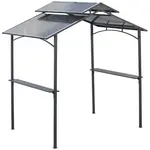 Outsunny GRILOVACÍ PAVILON s protipožární střechou 2,5 x 1,5 m BBQ pavilon se 2 policemi ocel PC