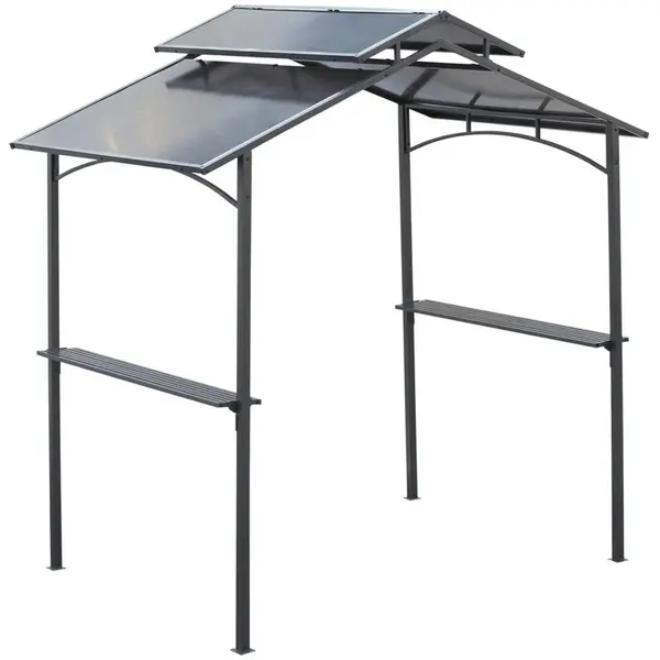Outsunny GRILOVACÍ PAVILON s protipožární střechou 2,5 x 1,5 m BBQ pavilon se 2 policemi ocel PC