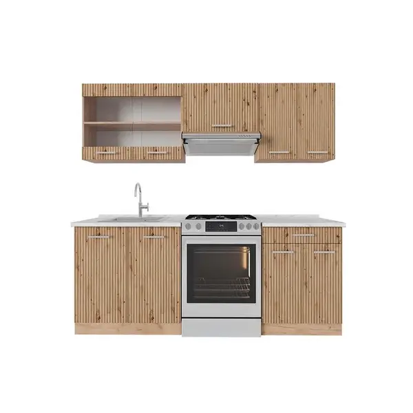 Vicco KUCHYŇSKÝ KOUT R-Line Dub Artisan / dub Goldkraft 200 cm , AP Marble