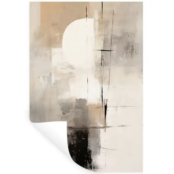 MuchoWow SAMOLEPKA NA ZEĎ Abstraktní - Umění - šedá 80x120 cm