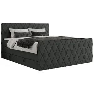 MKS POSTEL BOXSPRING MIREN KING DUO 160/200 - Šedá Strukturovaná látka - H3