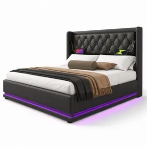 STILVORA ČALOUNĚNÁ POSTEL 160/200 cm černá s úložným prostorem, LED, USB, Type-C