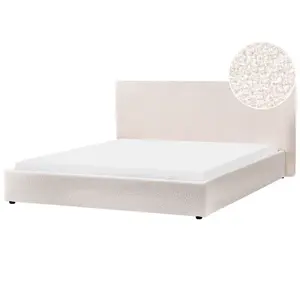 Beliani POSTEL s roštem 180/200 cm Bouclé Krémově bílá Lavaur