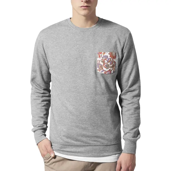 Šedá mikina s kontrastným vreckom