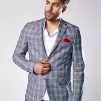 Pánske kockované sako tmavomodré Dstreet