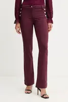 Kalhoty Morgan dámské, vínová barva, zvony, medium waist, PLUMI