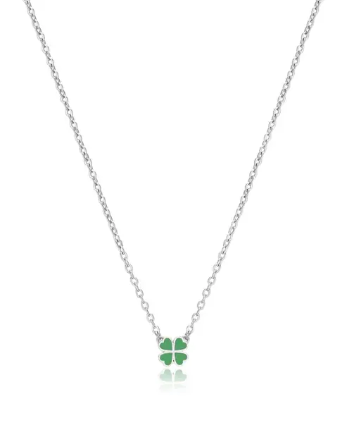 S'Agapõ Půvabný ocelový náhrdelník Čtyřlístek Click SCK252