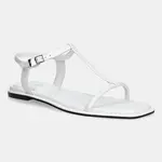 Kožené sandále Calvin Klein FLAT SANDAL SQUARED BUCKLE LTH