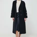 Vlnený kabát Beatrice B tmavomodrá farba, prechodný, oversize