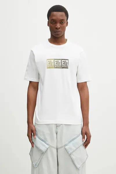 Bavlnené tričko Norse Projects Holger Post Stamp Print T-Shirt pánske, biela farba, s potlačou, N01.0686.0001