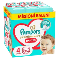 PAMPERS Premium Care Plienkové Nohavičky, veľkosť 4, 9kg-15kg 114 ks