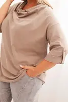 Kesi Włoski Dámska blúzka Plus Size z bavlnou vo voľnom strihu s vodným výstrihom fango