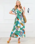Resti White women's long dress with colorful floral pattern - Clothing