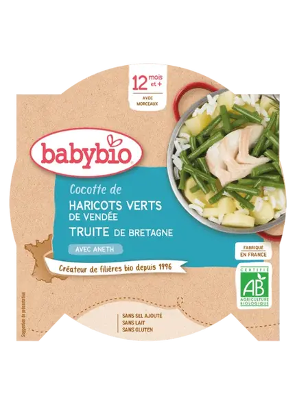 BABYBIO Zelené fazuľky pastinák pstruh z Bretónska 230 g