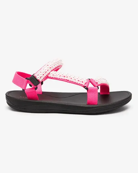 Resti Neon pink women's sports sandals with Dotiss pearls- Footwear