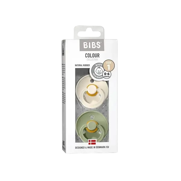 BIBS Colour Cumlíky z prírodného kaučuku - veľkosť 1 Sage/Ivory, 2 ks