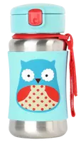SKIP HOP Zoo Fľaša so slamkou na vodu nerez Sovička 12m+ 350 ml
