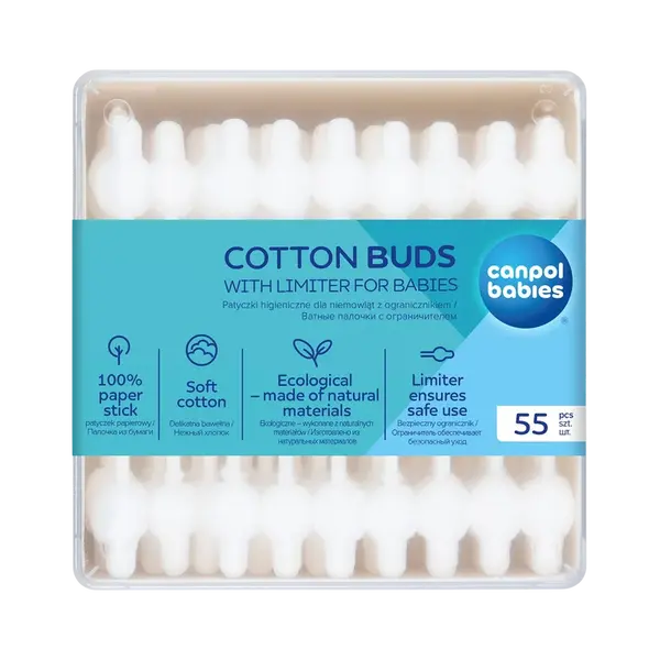 CANPOL BABIES Vatové tyčinky s obmedzovačom papierové 56 ks
