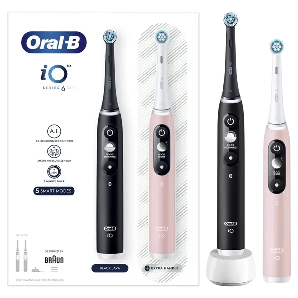 ORAL-B Oral-B iO-6 Čierna a ružová elektrická zubná kefka