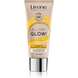 Lirene ALL DAY GLOW! rozjasňujúci fluidný make-up pre dlhotrvajúci efekt odtieň 02 Natural 30 ml