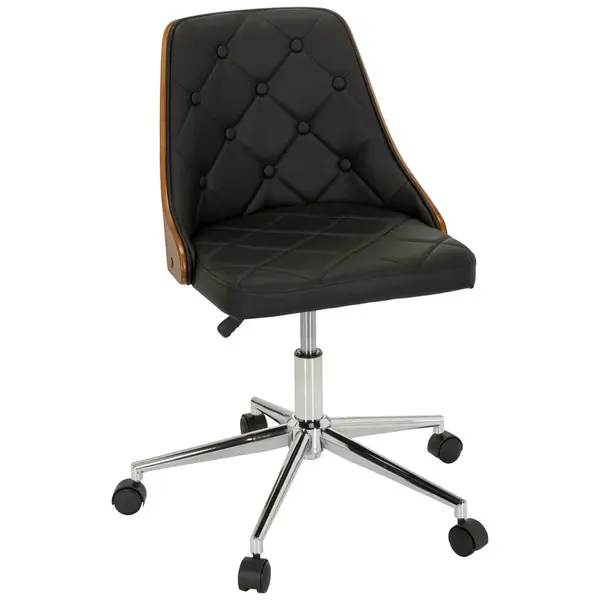 MID.YOU OTOČNÁ ŽIDLE, vzhled kůže, černá, barvy teak