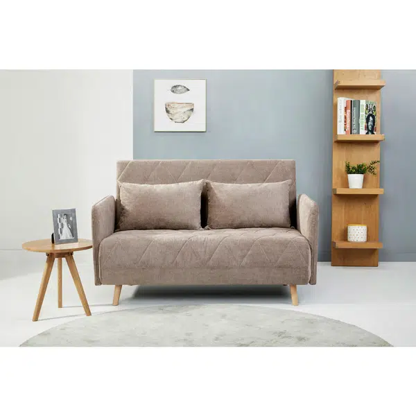 MID.YOU ROZKLÁDACÍ POHOVKA, textil, světle hnědá