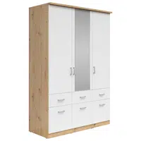 Boxxx ŠATNÍ SKŘÍŇ SE ZRCADLEM, bílá, Sonoma dub, 136/199/58 cm