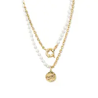 JwL Luxury Pearls Stylový pozlacený náhrdelník s pravými říčními perlami JL0798