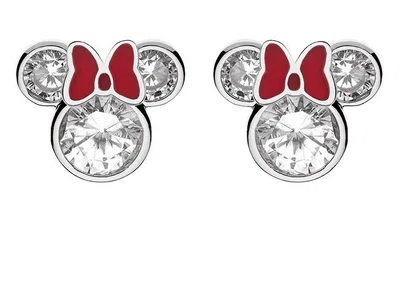 Disney Třpytivé stříbrné náušnice pecky Minnie Mouse E902851RZWL