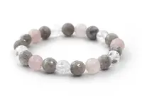 Agato Korálkový náramek z růženínu, jadeitu a kříšťálu MINK125/17