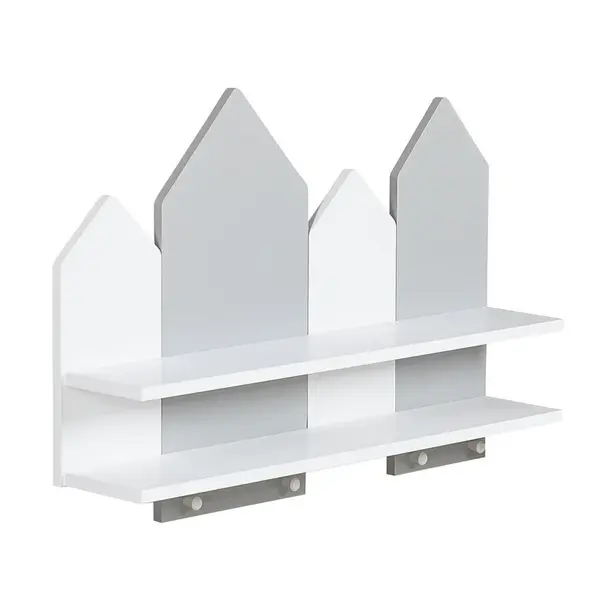 Nástěnná police tweety - bílá/šedá