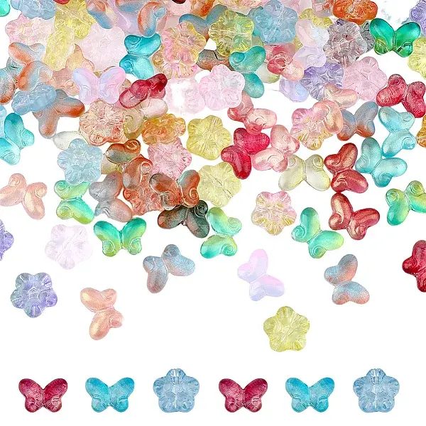 160Pcs 16 Style Transparent Baking Paint Glass Beads
