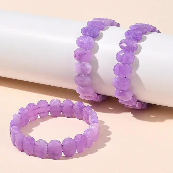 Oval Natural Malaysia Jade Beaded Stretch Bracelets
