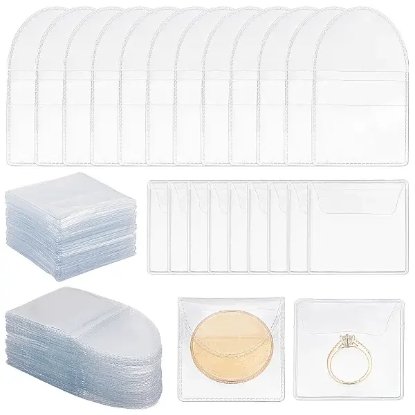 100Pcs 2 Styles Dustproof PVC Commemorative Coin Storage Envelope Bags for Jewelry