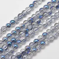 Electroplate Crackle Glass Round Bead Strands