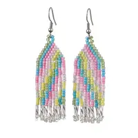 Boho 304 Stainless Steel with Glass Dangle Stud Earring