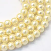 Baking Painted Pearlized Glass Pearl Round Bead Strands