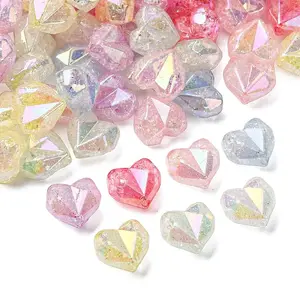 UV Plating Transparent Crackle Acrylic Beads