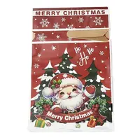 Christmas Santa Claus Plastic  Packing Pouches Drawstring Bags